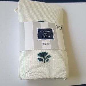 Janie and jack NWT 6 12 M green flowers tights